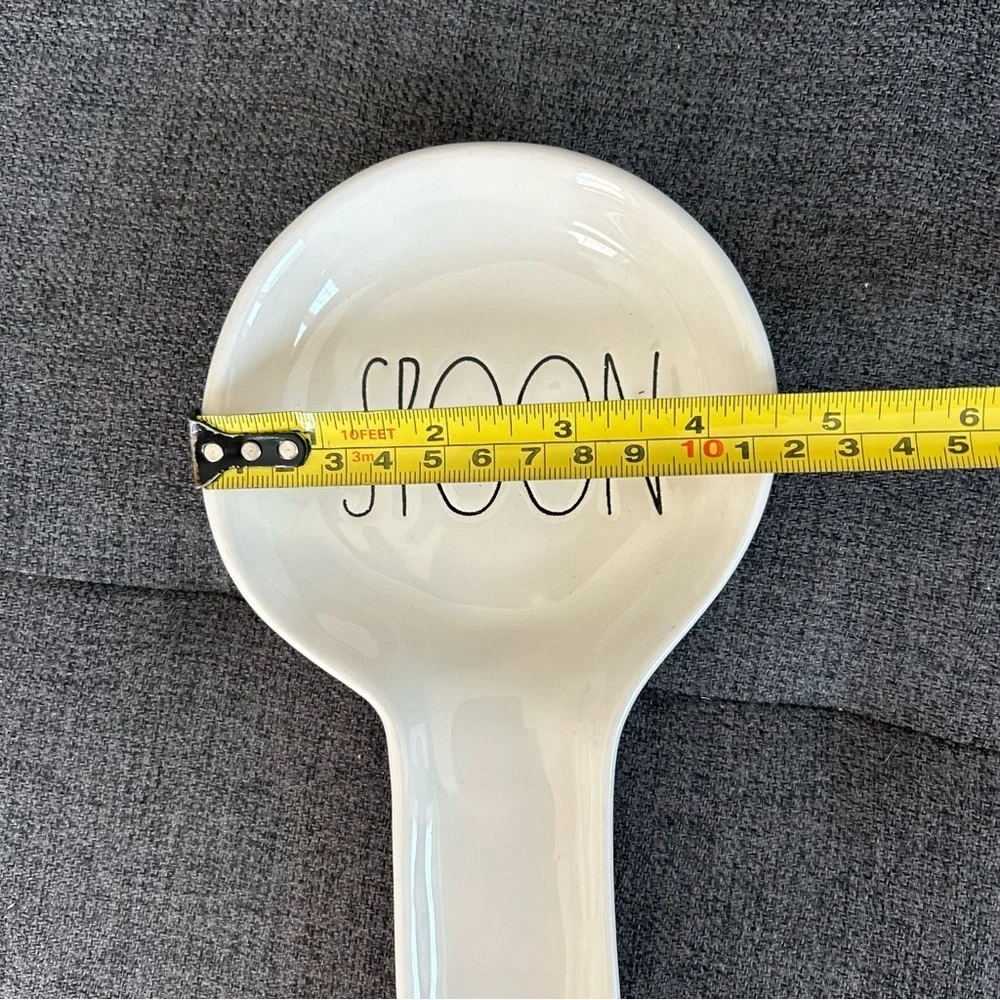 Rae Dunn Ceramic Spoon Rest, White, Black